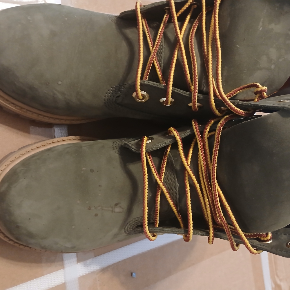 Timberland Kids Olive Boots with Tan Laces